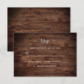 Rustic Wood Wedding RSVP Card Karte (Vorne/Hinten)