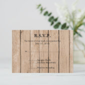 Rustic Wood Wedding RSVP Karte (Stehend Vorderseite)