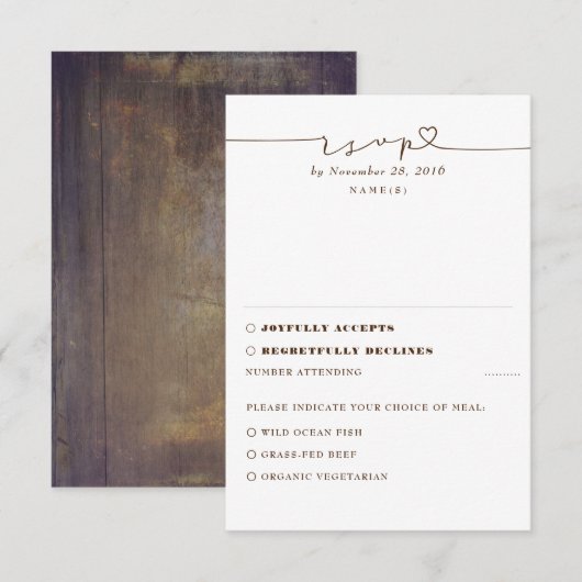 Rustic Wood Wedding RSVP Karte (Vorne/Hinten)