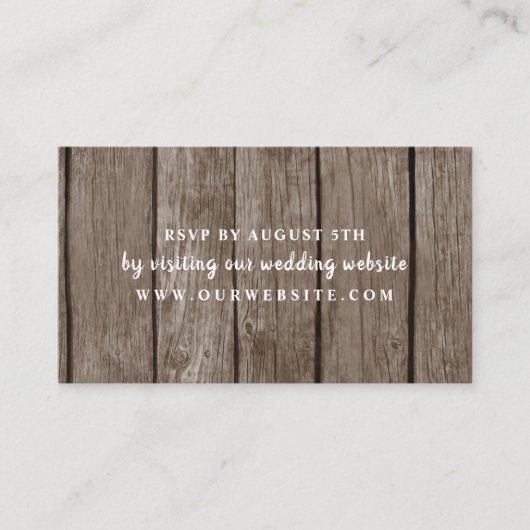 Rustic Wood wedding rsvp Website-Karte Begleitkarte (Vorderseite)