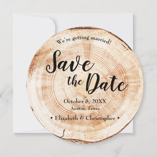 Rustic Wood Wedding Save the date photo QR code Einladung (Vorderseite)