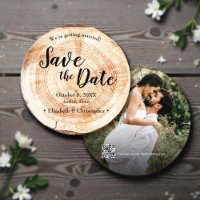Rustic Wood Wedding Save the date photo QR code
