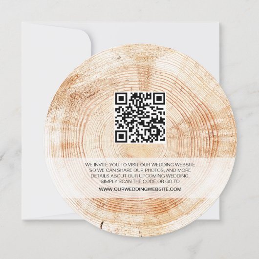 Rustic Wood Wedding Save the date QR code Einladung (Rückseite)