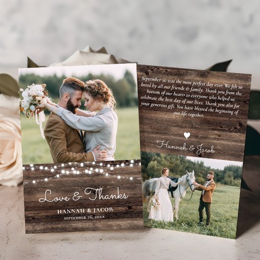 Rustic Wood Wedding Vielen Dank Dankeskarte