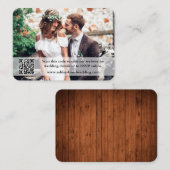 Rustic Wood Wedding Website QR Overlay Foto Begleitkarte (Vorne/Hinten)