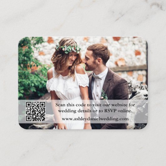 Rustic Wood Wedding Website QR Overlay Foto Begleitkarte (Vorderseite)