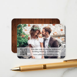Rustic Wood Wedding Website QR Overlay Foto Begleitkarte
