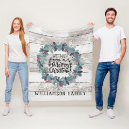 Rustic Wood Weihnachtsmann Familienname Fleecedecke