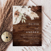 Rustic Wood White Boho Blume Hochzeit Einladung