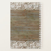 Rustic Wood White Girly Lace Hochzeitsplaner Planer (Rückseite)