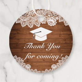 Rustic Wood & White Lace Abschluss Vielen Dank Geschenkanhänger