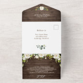 Rustic Wood White Roses Wedding QR Code All In One Einladung (Außenbereich)