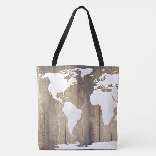 Rustic Wood White World Reiseplan Tasche (Vorderseite)