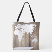 Rustic Wood White World Reiseplan Tasche (Rückseite)