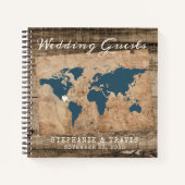 Rustic Wood World Map Beach Reiseziel Gästebuch Notizblock (Vorderseite)