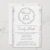 Rustic Wood Wreath Brautparty Einladung (Vorderseite)