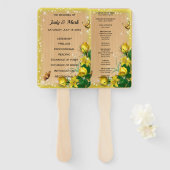 Rustic Wood Yellow Floral Butterfly Program Fächer (Vorne und Hinten)