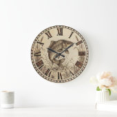 Rustic Woodburned Fish Wall Clock Große Wanduhr (Zuhause)