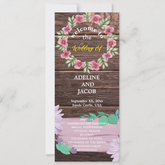 Rustic Wooden Blumenzettel Einladung (Vorderseite)