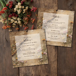 Rustic Wooden Bohemian Floral Wedding all in one  Einladung