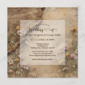 Rustic Wooden Bohemian Floral Wedding Einladung (Vorderseite)