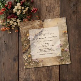 Rustic Wooden Bohemian Floral Wedding  Einladung