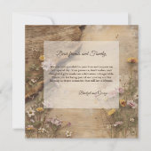 Rustic Wooden Bohemian Floral Wedding photo Dankeskarte (Vorderseite)