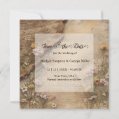 Rustic Wooden Bohemian Floral Wedding Save The Date (Vorderseite)