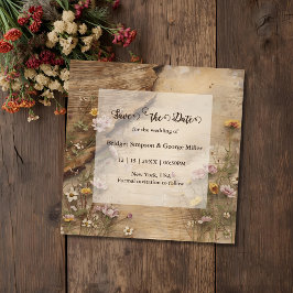Rustic Wooden Bohemian Floral Wedding  Save The Date