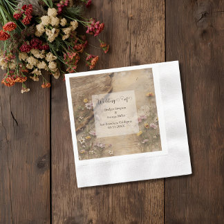 Rustic Wooden Bohemian Floral Wedding Serviette