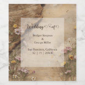 Rustic Wooden Bohemian Floral Wedding Weinetikett (Einzelnes Label)