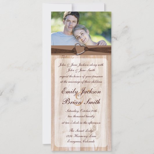 Rustic wooden customizable rack wedding cards einladung (Vorderseite)