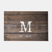 Rustic Wooden Muster Monogram Script Name Custom Fußmatte (Vorderseite)