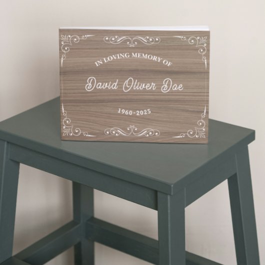 Rustic wooden Simple Custom Photo Text Memorial Gästebuch