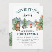 Rustic Woodland Adventure erwartet Baby Shower Einladung (Vorne/Hinten)
