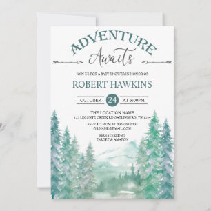 Rustic Woodland Adventure erwartet Baby Shower Inv Einladung
