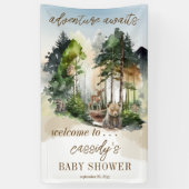 Rustic Woodland Adventure erwartet Boy Baby Shower Banner (Vertikal)