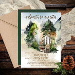 Rustic Woodland Adventure erwartet Boy Baby Shower Einladung<br><div class="desc">Treten Sie ein in die bezaubernde Welt des rustikalen Woodland Adventure AWARits Boy Baby Shower. Diese faszinierende Einladung und Accessoires-Kollektion bringt den Zauber eines Waldes zum Leben, wo sich vor Ihren Augen eine reizvolle Szene entfaltet. Inmitten üppiger Vegetation und einer Bergkulisse mit blauem Himmel, einem Babybär, einem Hirschtier, einem Baby-Kaninchen...</div>