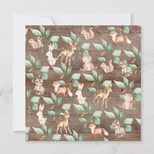 Rustic Woodland Animals Baby Shower Einladung (Rückseite)