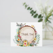 Rustic Woodland Animals Baby Shower Greenerie Dank Postkarte (Stehend Vorderseite)