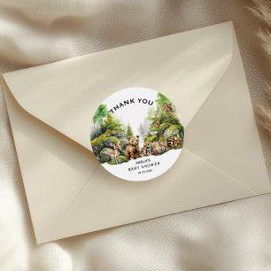 Rustic Woodland Animals Kinderdusche Vielen Dank Runder Aufkleber