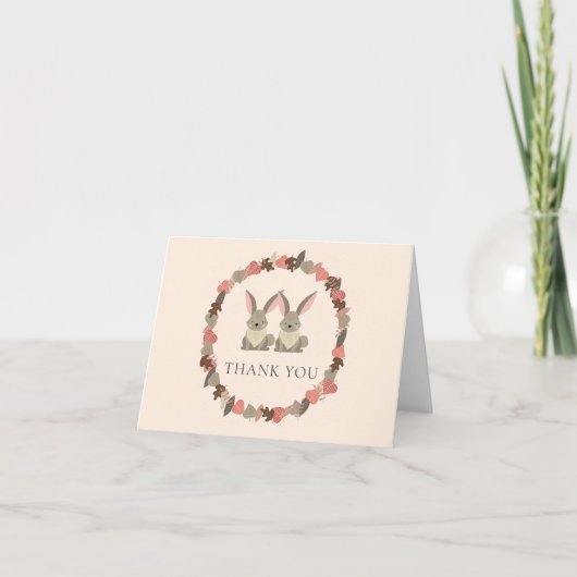 Rustic Woodland Animals Twins Thank You Dankeskarte (Vorderseite)