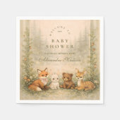 Rustic Woodland Baby Animals Baby Shower Serviette (Vorderseite)
