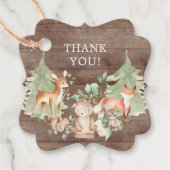 Rustic Woodland Baby Dusche Gefallen Geschenktag Geschenkanhänger (Vorderseite)