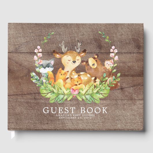 Rustic Woodland Baby Showbook Gästebuch (Vorderseite)
