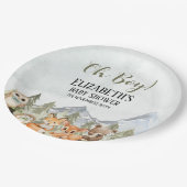Rustic Woodland Baby Shower Boy Celebration Pappteller (Schrägansicht)