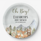 Rustic Woodland Baby Shower Boy Celebration Pappteller (Vorderseite)