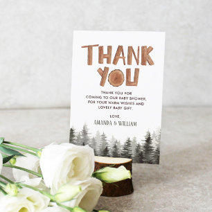 Rustic Woodland Baby Shower Thank You Dankeskarte