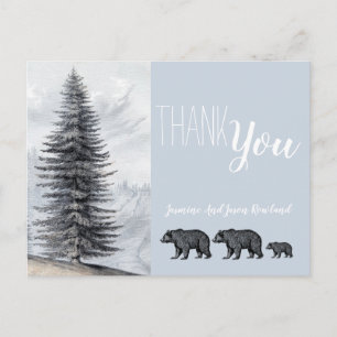 Rustic Woodland Bears Kinderdusche Danke Postkarte