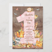 Rustic Woodland Big One Girls Einladung zum Geburt (Vorderseite)